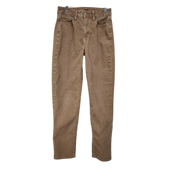 American Eagle Stretch Corduroy Mom Straight Pants Mid Rise Slim Fit Tan Size 0 - Picture 1 of 10